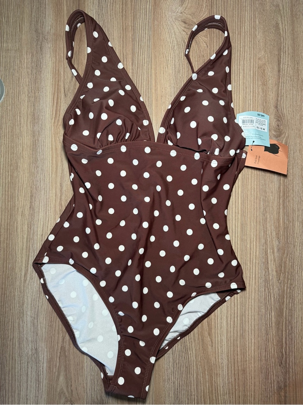 womens Brown Polka Dot One-Piece Swimsuit - Classic Dot